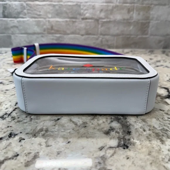 Kate Spade NWT Stadium Camera Bag Crossbody Clear w/Rainbow Strap